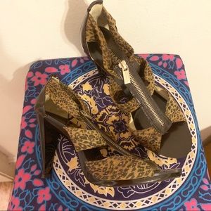 MICHAEL KORS leopard print strappy heeled sandal